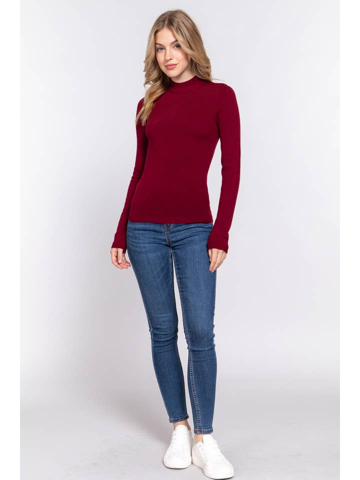 Active Basic | Active USA – Großhandel Strickpullover – Damen – Basic Pullover mit langen Ärmeln und Stehkragen11