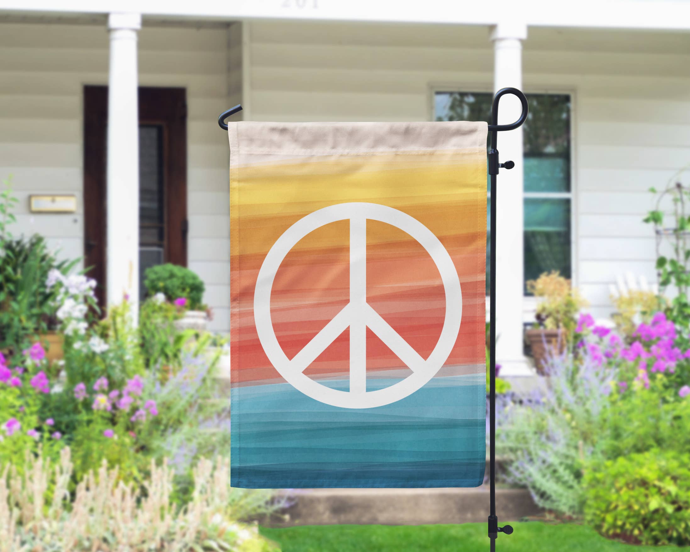 Declaration HOME - Wholesale Flag - Peace + Well Being Ombre Garden and House Flag -Double Sided3