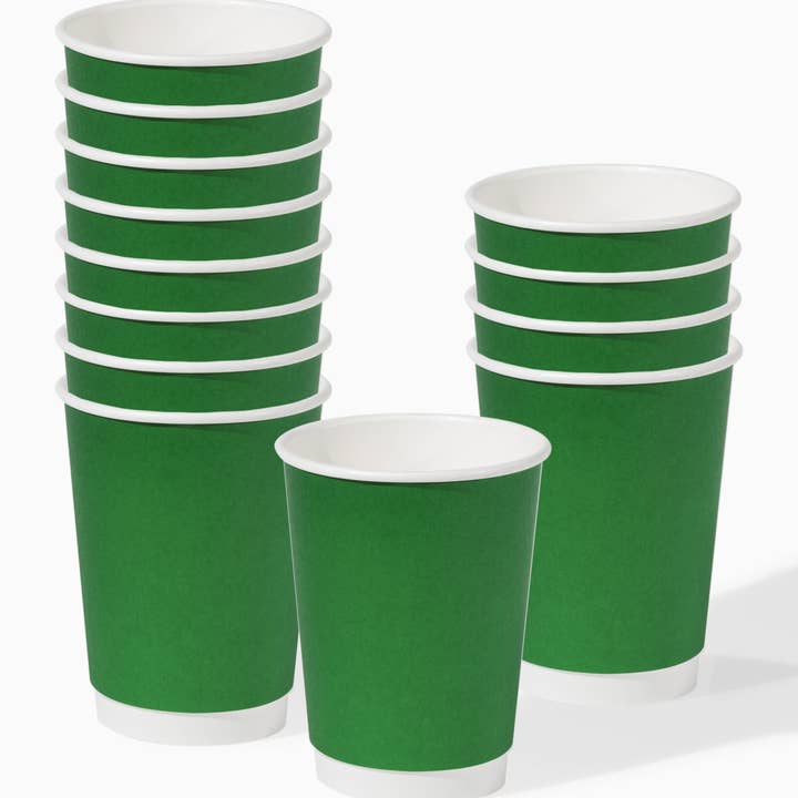 GO 12oz Double Wall Paper Cup Pine Green - Bulk for wholesale by TOSSWARE