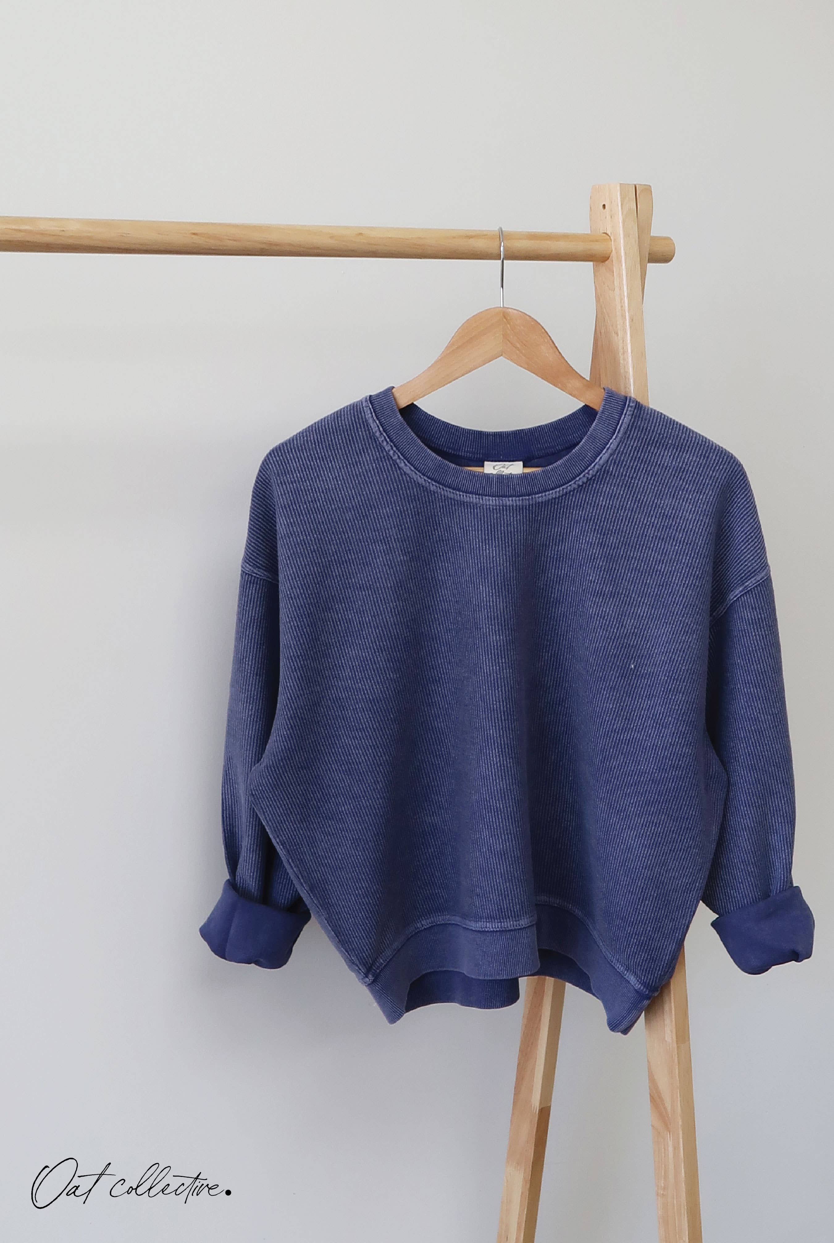 OAT COLLECTIVE - Wholesale Graphic Sweatshirt - Women's - PREMIUM BASIC Cropped Thermal Vintage Pullover 10