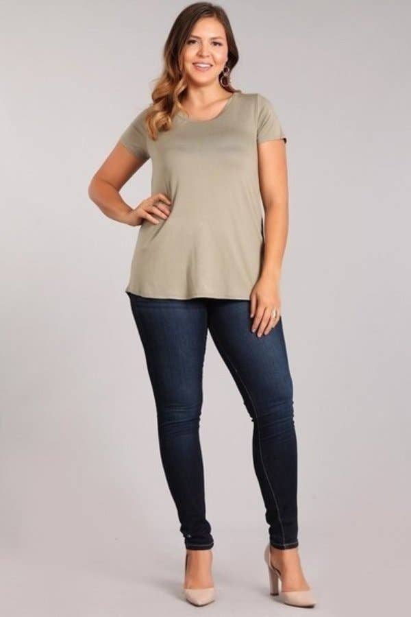 Chris & Carol Apparel - Wholesale Tunic - Women's - XJ413145T - Perfect Solid Plus Size Basic Tee Short Sleeve5