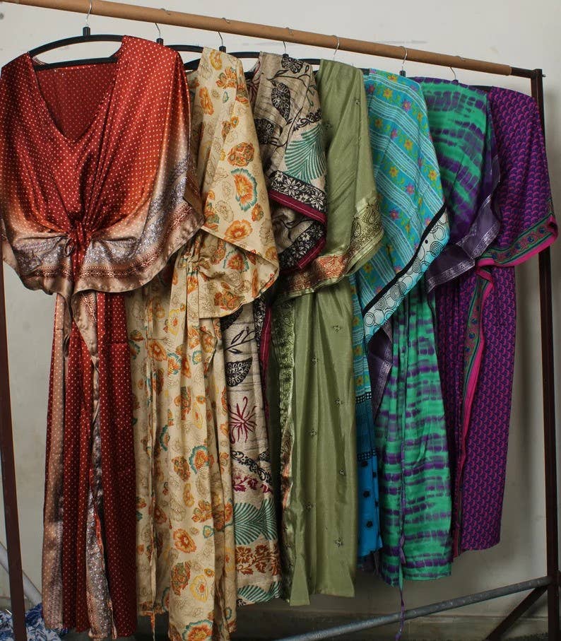 Bhawana Handicrafts - Wholesale Kaftan - Women's - 5 Pcs Lot Women Long Silk kaftan Beach wear Dress 0