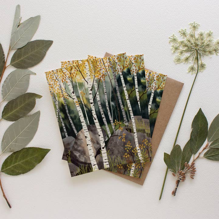 Tarjeta de Felicitación Bosque Dorado - Caja de Ocho para venta al por mayor de May We Fly