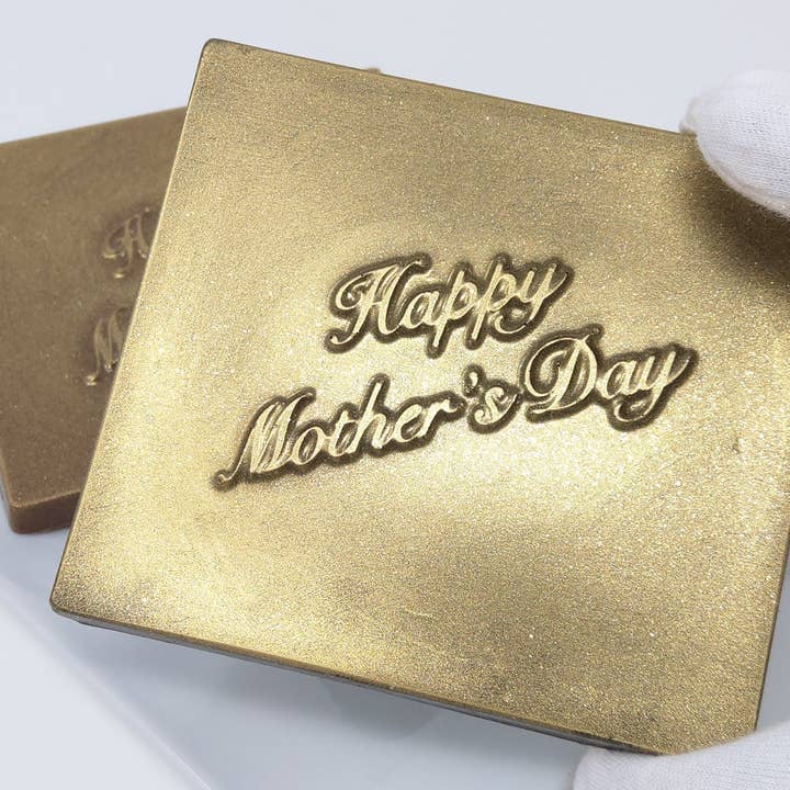 Happy Mother's Day Large Card Solid Chocolate (option Gold) for wholesale by Wild Angel Treats, LLC