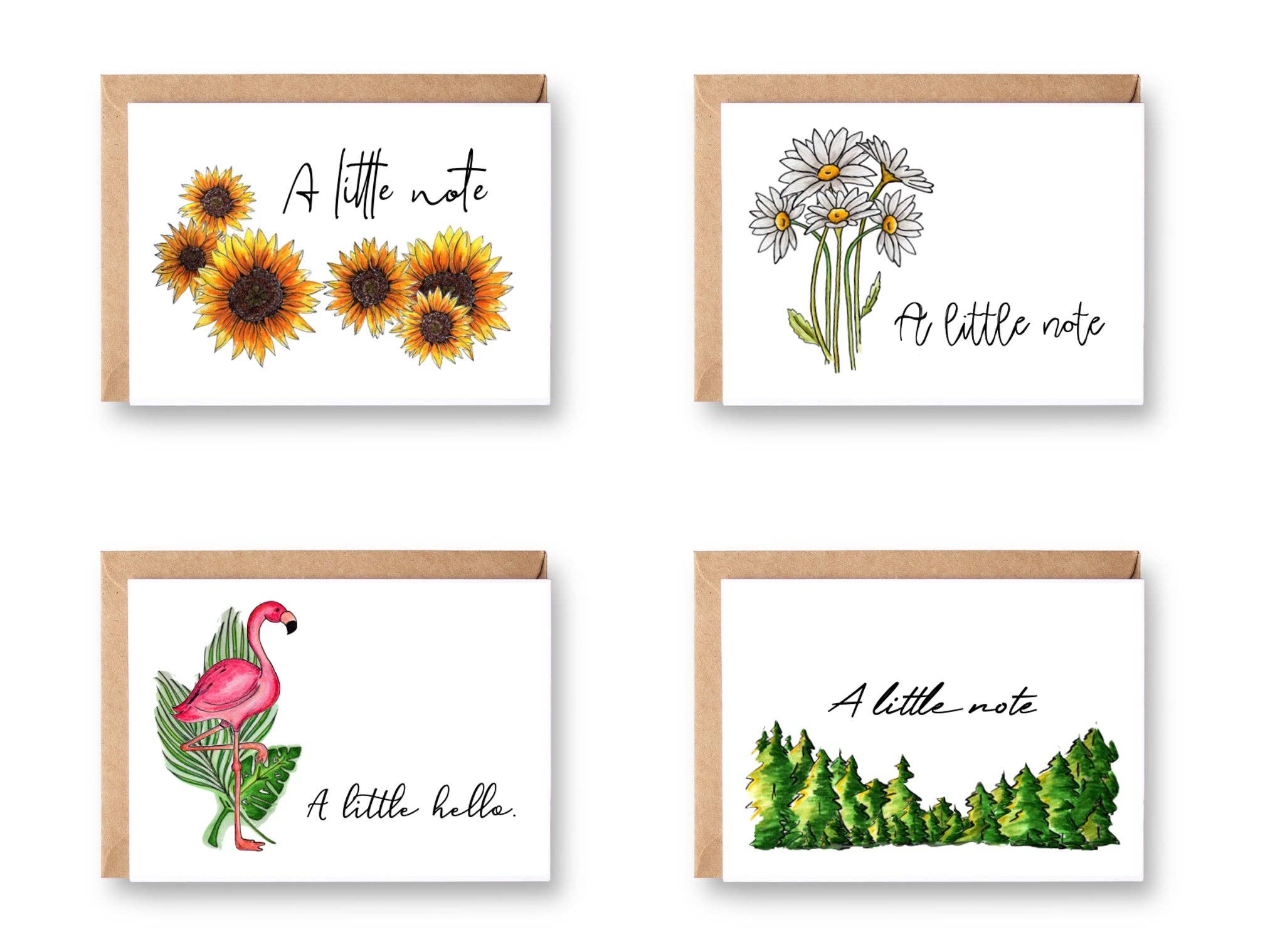 Whimsicals Paperie - Wholesale Stationery/Notecard Set - Assorted Just Because Cards, Boxed Set of 8 - Notes & Hellos2