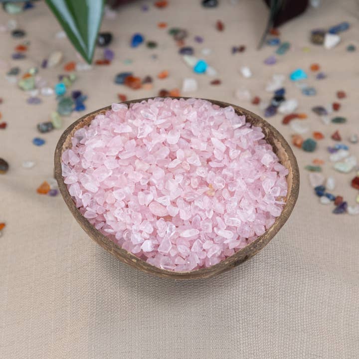 Rose Quartz Crystal Chips. 1lb. for wholesale by Down To Earth