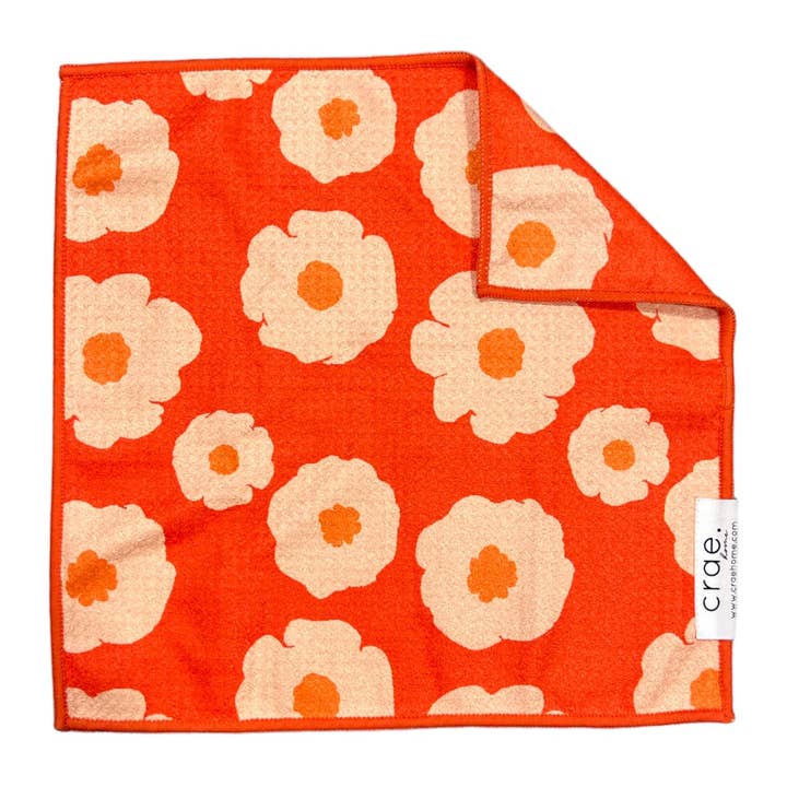 Orange Daisy Glazed: Double-Sided Washcloth for wholesale on Faire