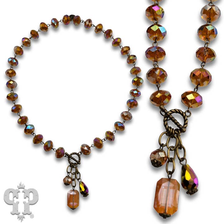 Pink Panache Brands - Wholesale Beaded/Pearl Necklace - Linked faceted bead necklace with bead charms1