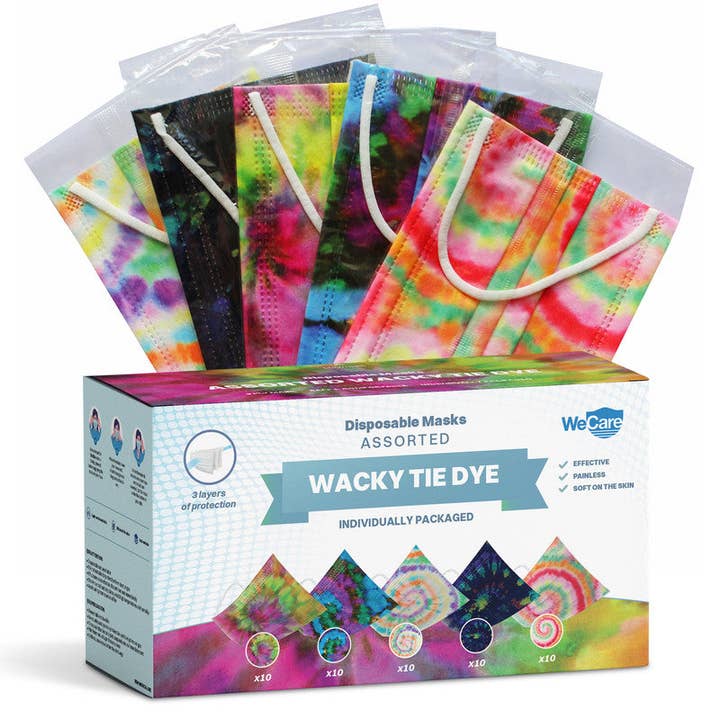 ShopHomeMed - Wholesale Protective Face Mask/Shield - WeCare Wacky Tie Dye Pack Masks