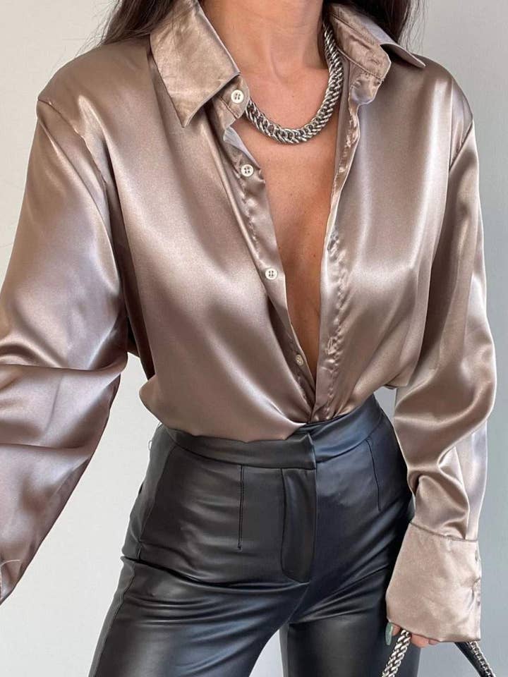 Fashion Combination - Wholesale Blouse - Women's - lapel long sleeve loose temperament button shirt20