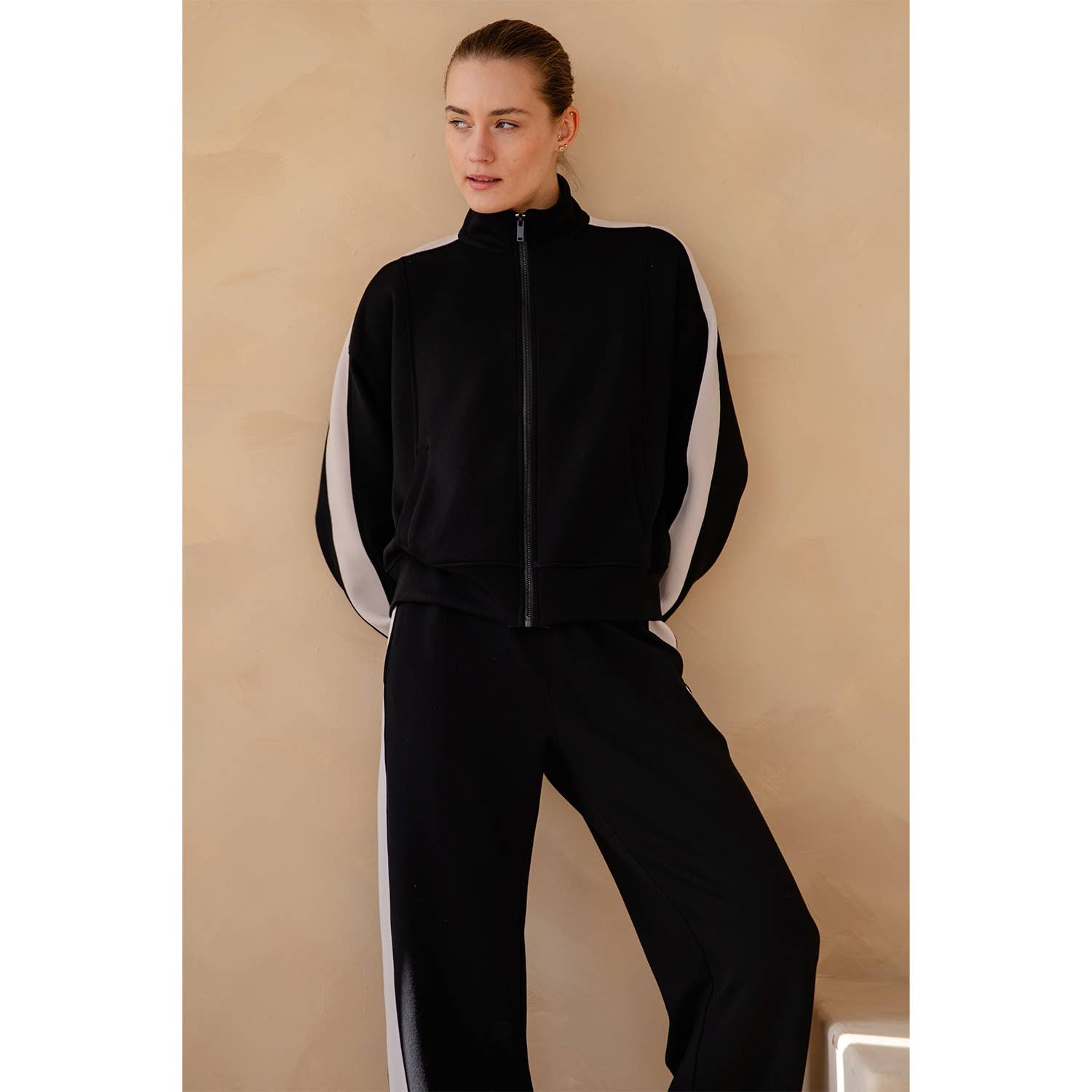 Rae Mode - Wholesale Athletic Jacket - Women's - MODAL SCUBA STRIPING ZIP UP JACKET5