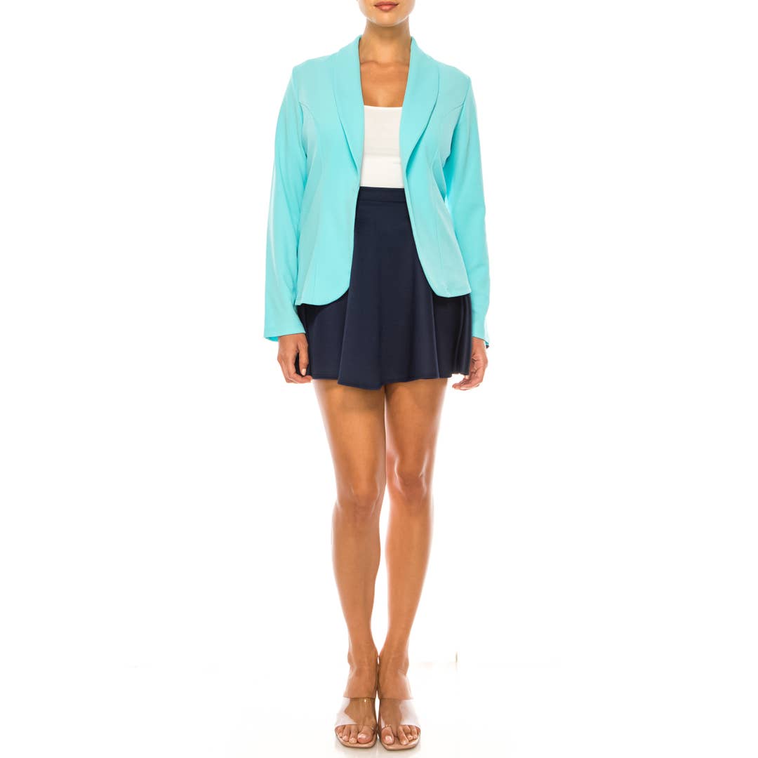 MOA COLLECTION - Wholesale Blazer - Women's - Women's Casual Solid Long Sleeve Fitted Blazer Jacket