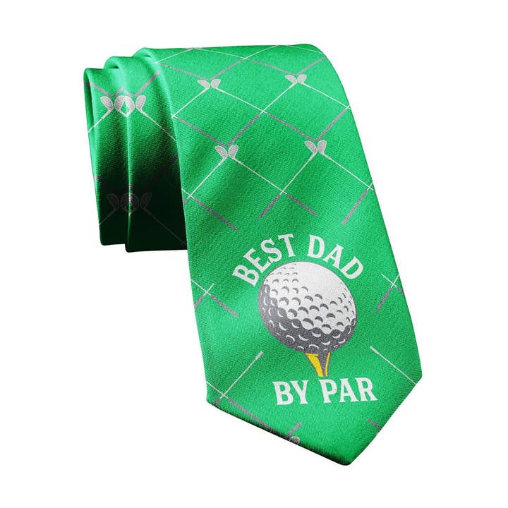 Best Dad By Par Neck Tie Golfing Necktie Gift for Golf for wholesale by Crazy Dog T-Shirts