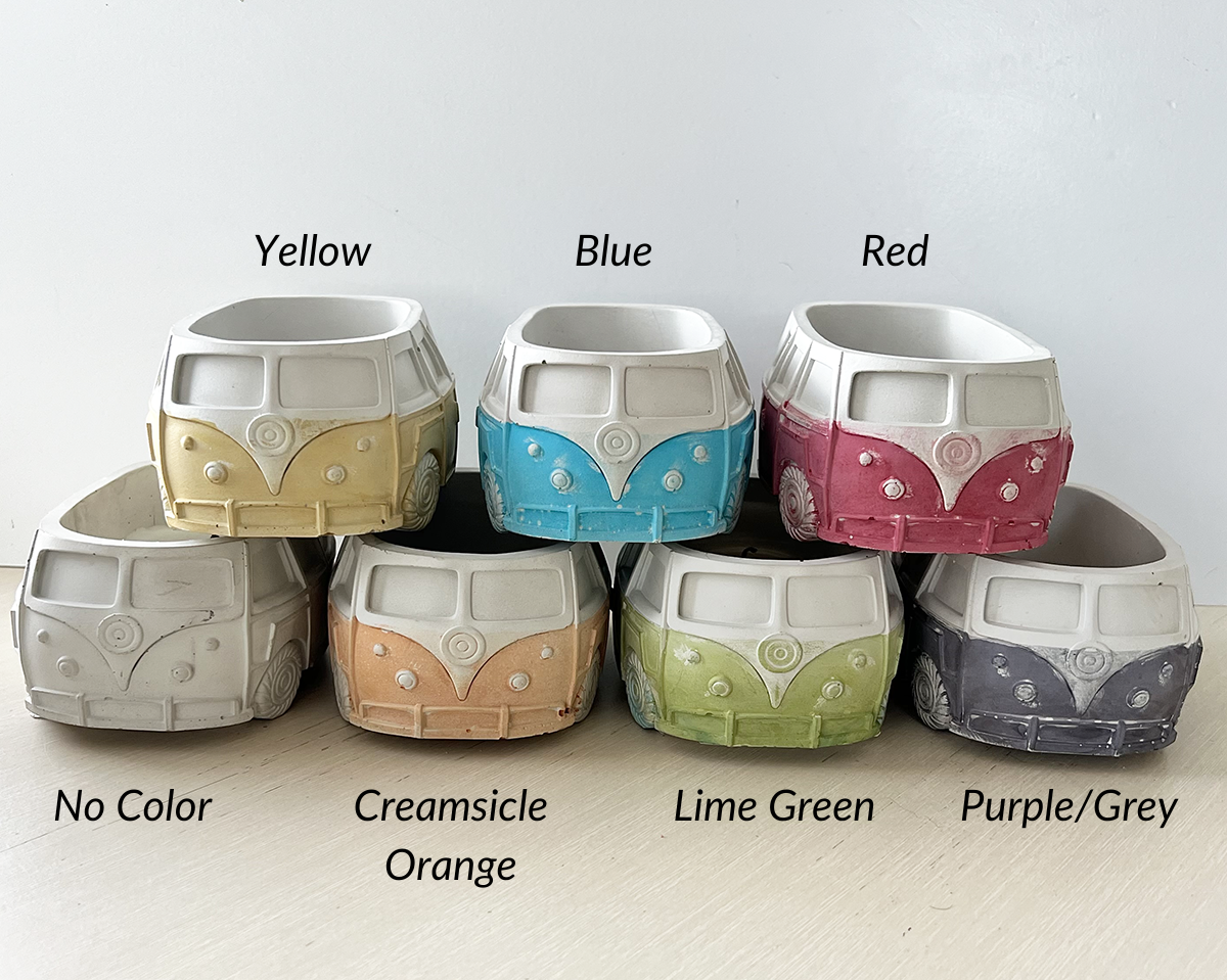 Aroma Sparks - Vente Pot - Jardinière Vintage Transporter Van/Bus avec drain en ciment/béton 4
