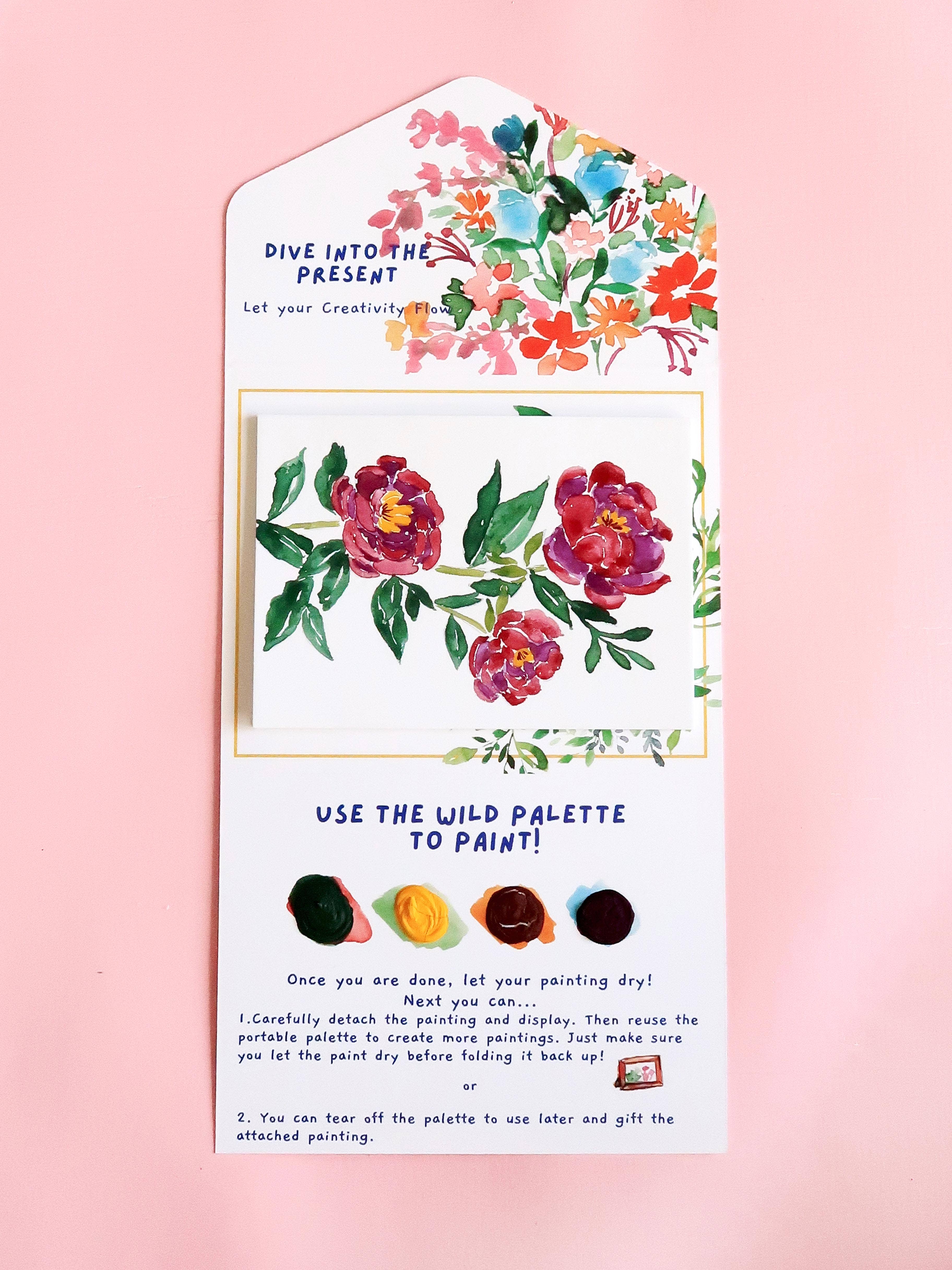 Pink Puddle Studio - Wholesale DIY Craft Kit - Peony Flower Watercolor Paint by Number DIY Kit3