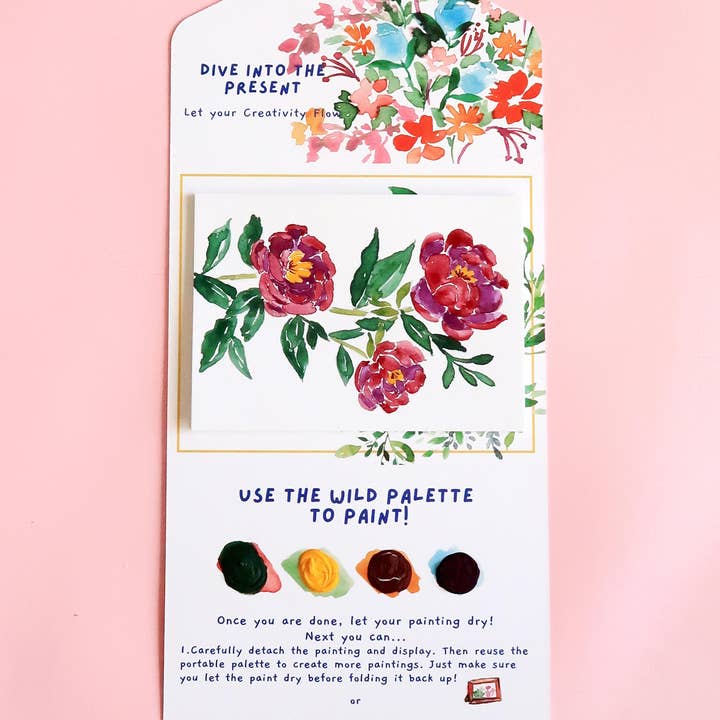 Pink Puddle Studio - Wholesale DIY Craft Kit - Peony Flower Watercolor Paint by Number DIY Kit3