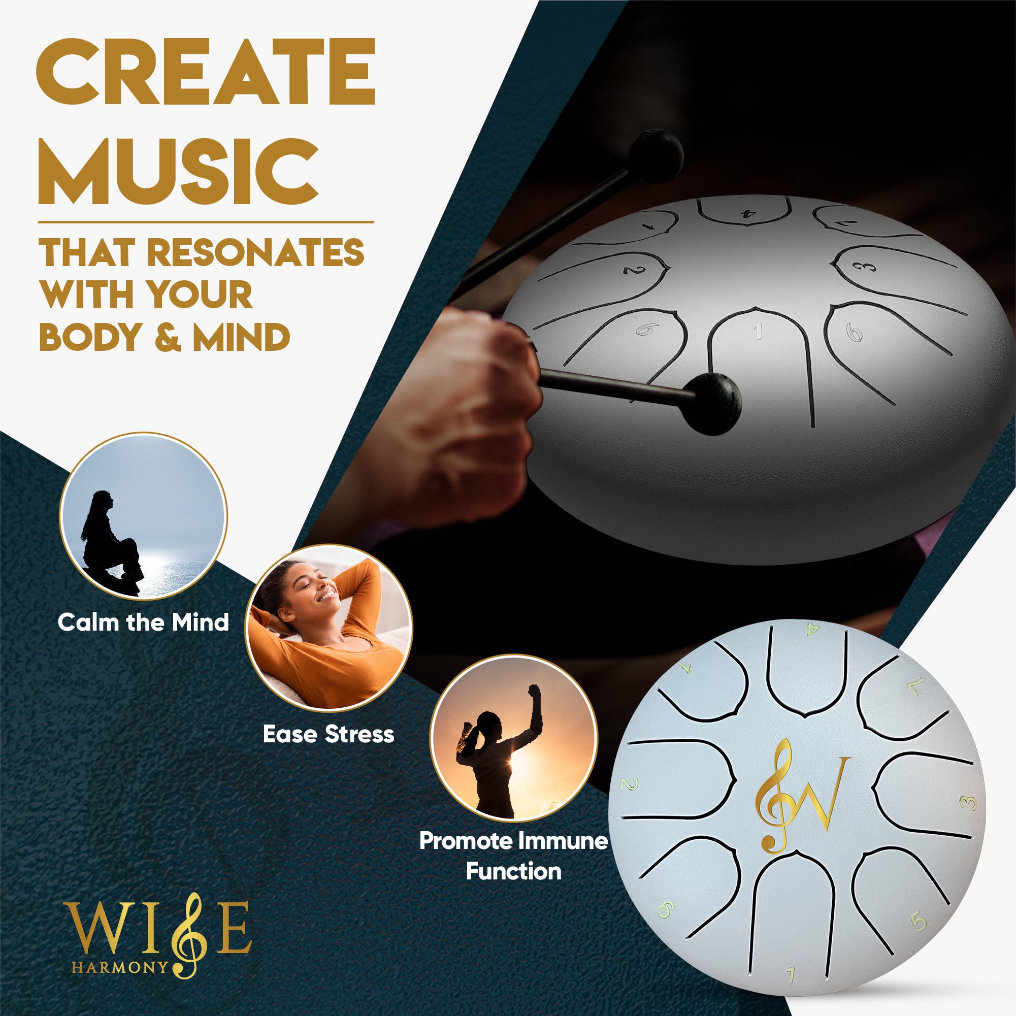 Wise Harmony LLC - Wholesale Musical Instrument - 6-Inch 8-Notes Steel Tongue Drum Meditation Rain Drum13