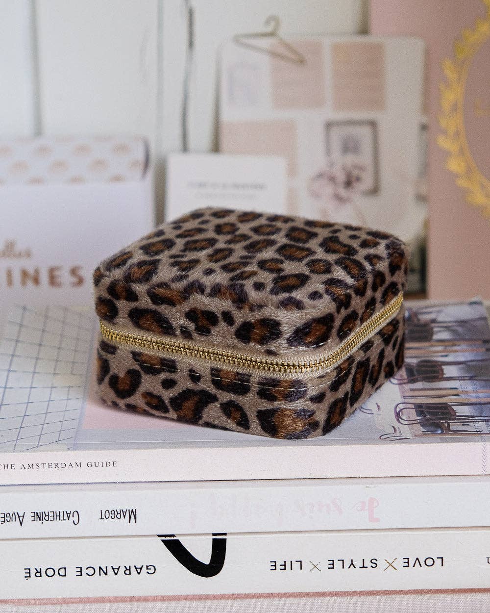 Corinne leopard travel jewelry box for wholesale on Faire4