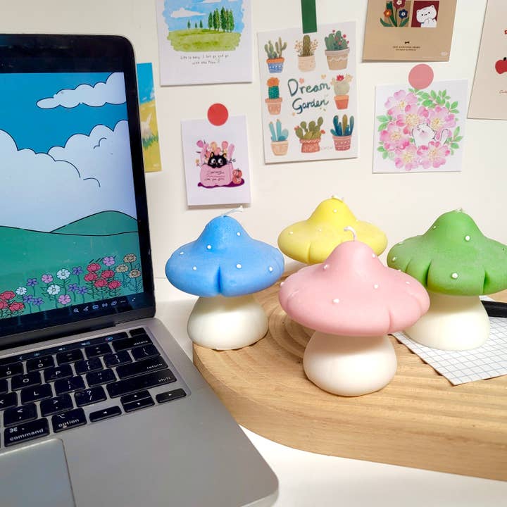 Mushroom Candle for wholesale by Big Fan Art Studio Inc.