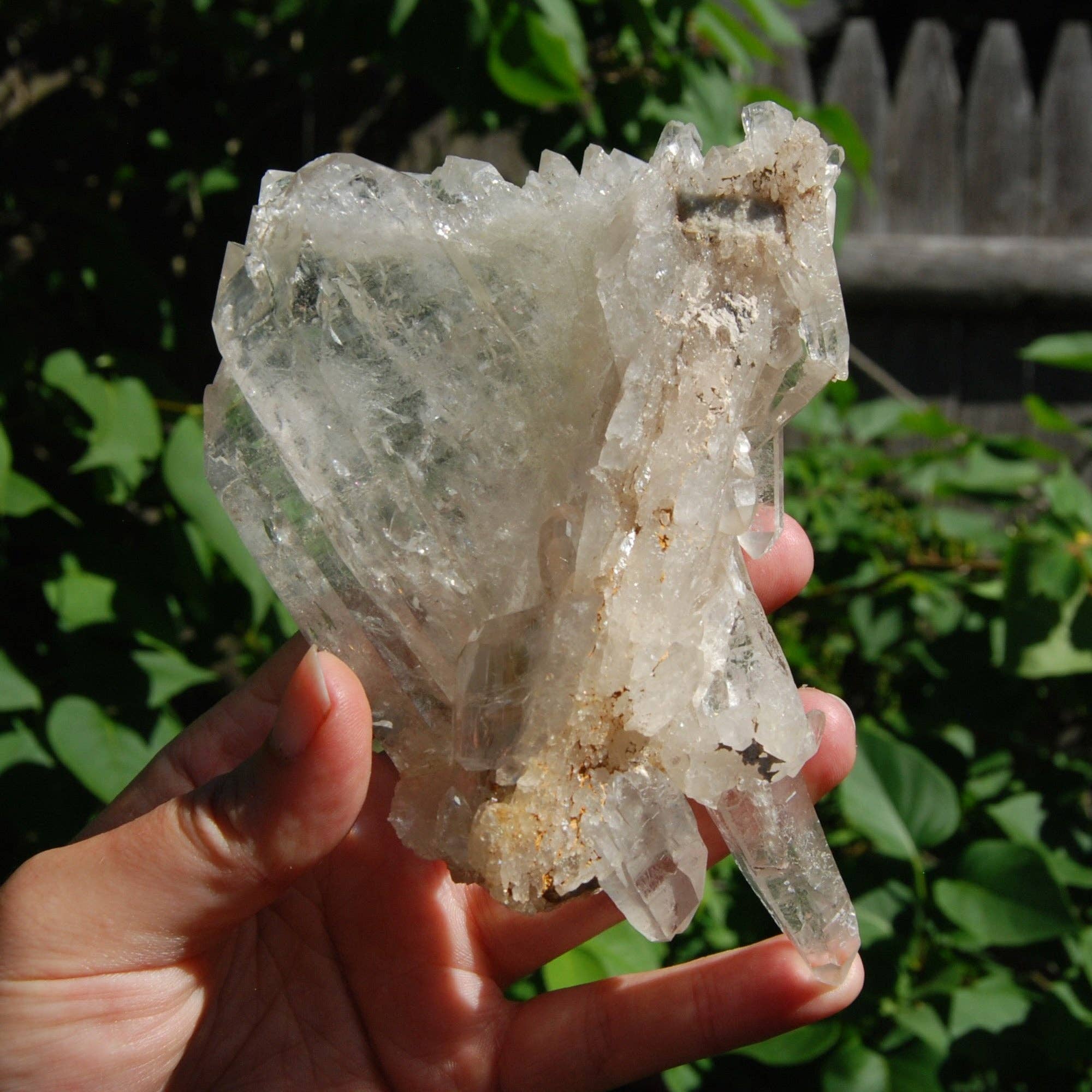 Caspar Curiosities - Wholesale Spiritual Stone/Crystal - 5.75in Ornate DT ET Clear Quartz Crystal Stacked Tabby Chain8