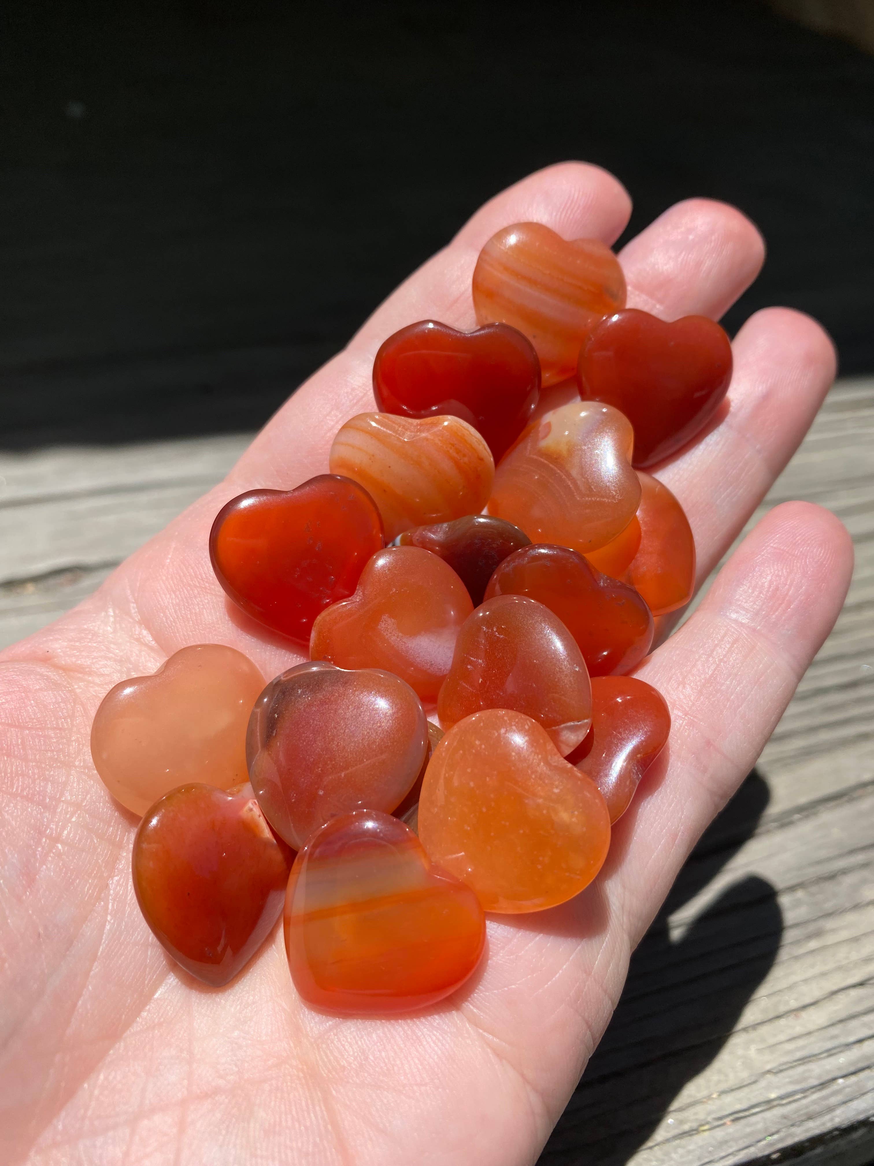 Wax Apothecary - Wholesale Spiritual Stone/Crystal - ❤️ Red Carnelian Crystal Mini Heart Stones 🧡✨3