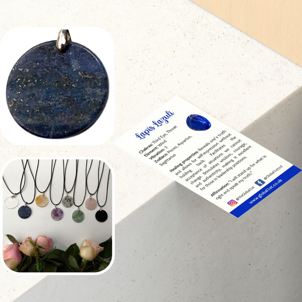 VIE - Vendita all'ingrosso Collana con ciondolo/pendaglio - Ciondolo a moneta di pietra preziosa con cordino nero14