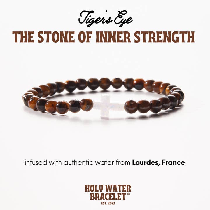 HOLY WATER MEN'S GEMSTONE CROSS BRACELET for wholesale by Holy Water Bracelet