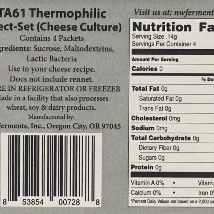 NW Ferments - Wholesale Cheese - TA61 (Thermophilic) Cheese Culture1