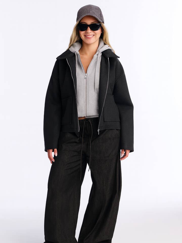 Street Style Overized Hooded Layered Coat Jacket for wholesale by Veracci