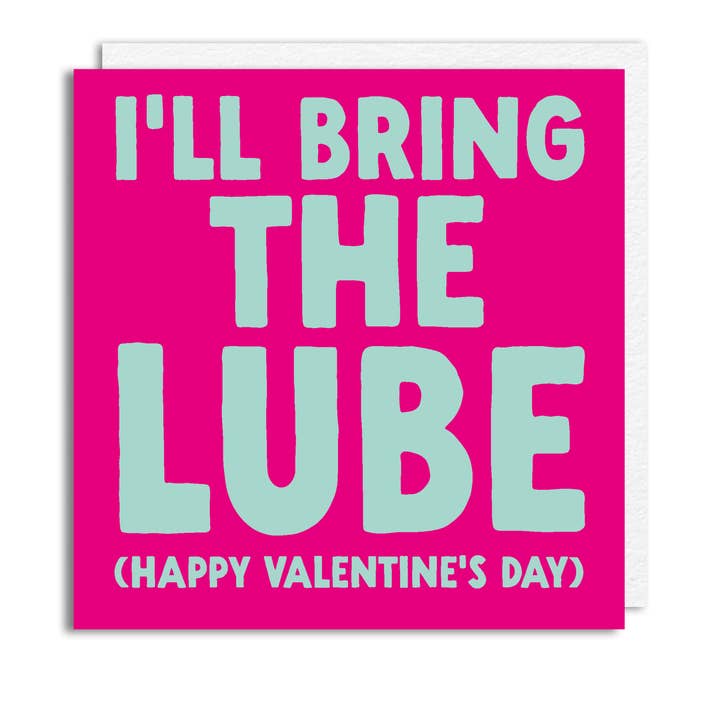 Tarjeta de amor divertida - 'San Valentín de lubricante' para venta al por mayor de The Buddy Fernandez Card Company