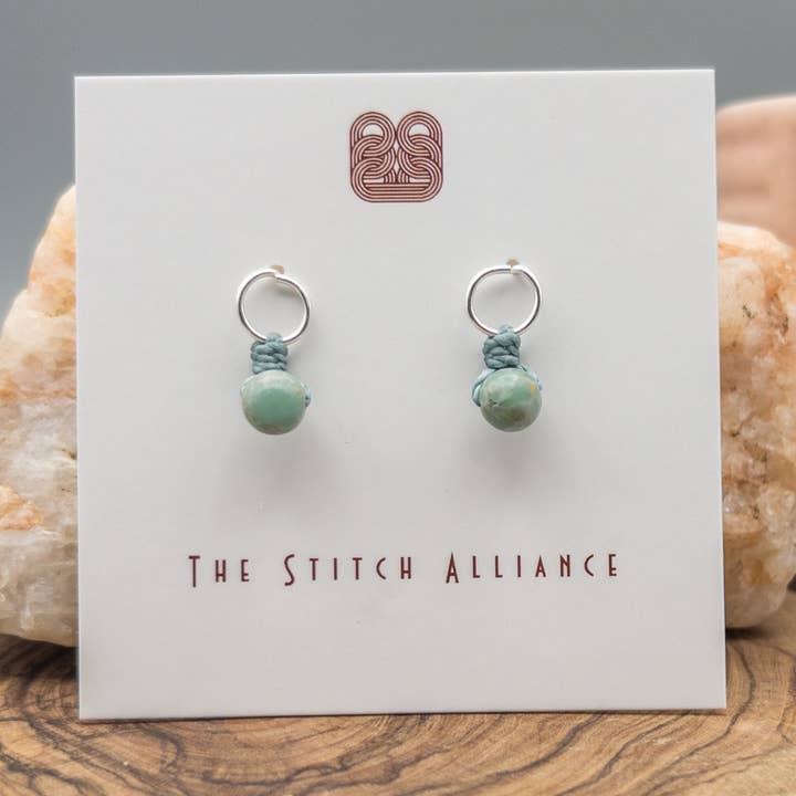 Circle Post - Sterling Silver / Aqua Terra Jasper for wholesale by The Stitch Alliance