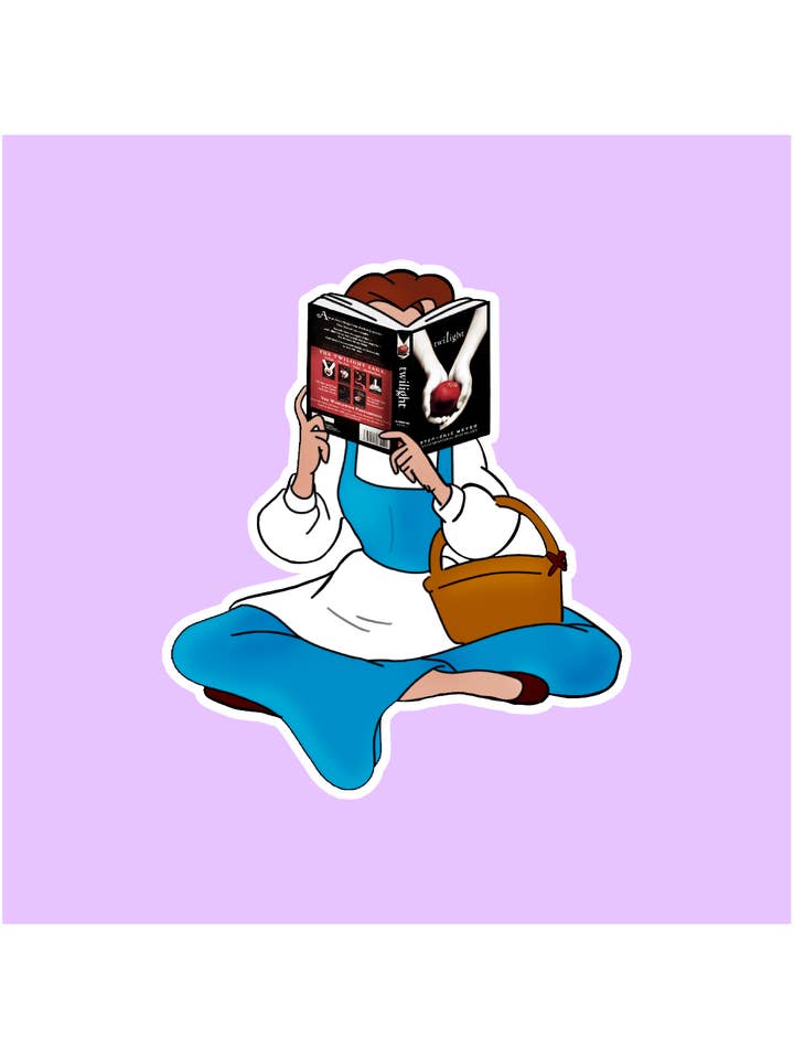 Belle Reading Twilight Sticker for wholesale by Shadows of Sunshine