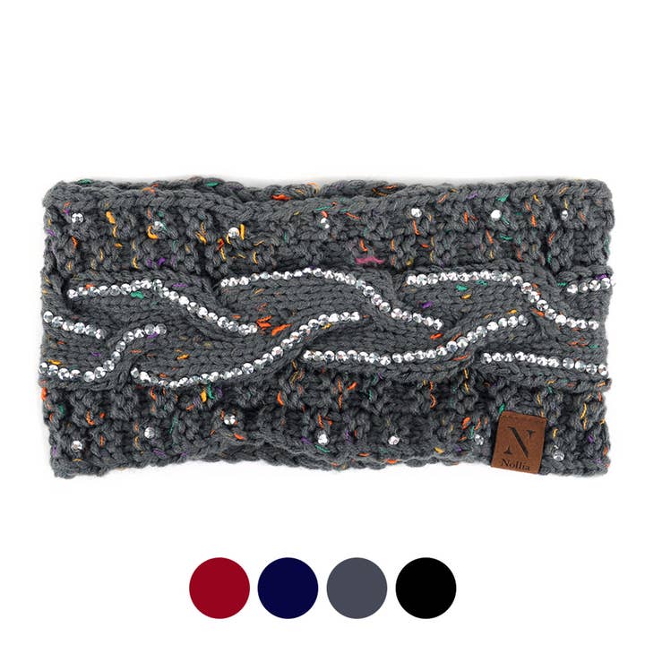 Bandeau d'hiver en tricot avec strass pour femmes pour la vente par Selini New York