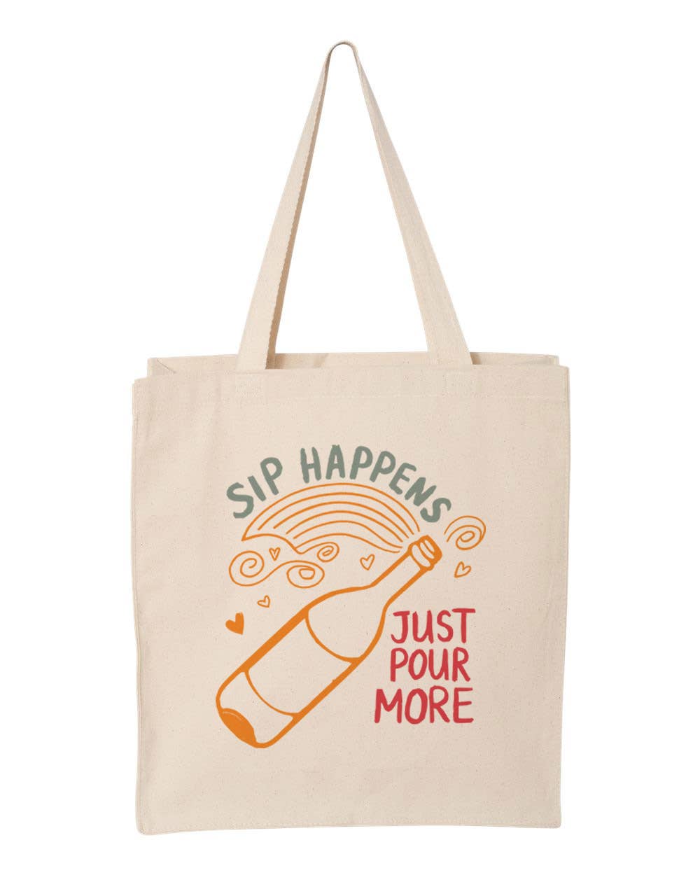 DaisyChainDesignCo – wholesale Tote bag – Women's – Sip Happens Wine Canvas Tote Bag 1