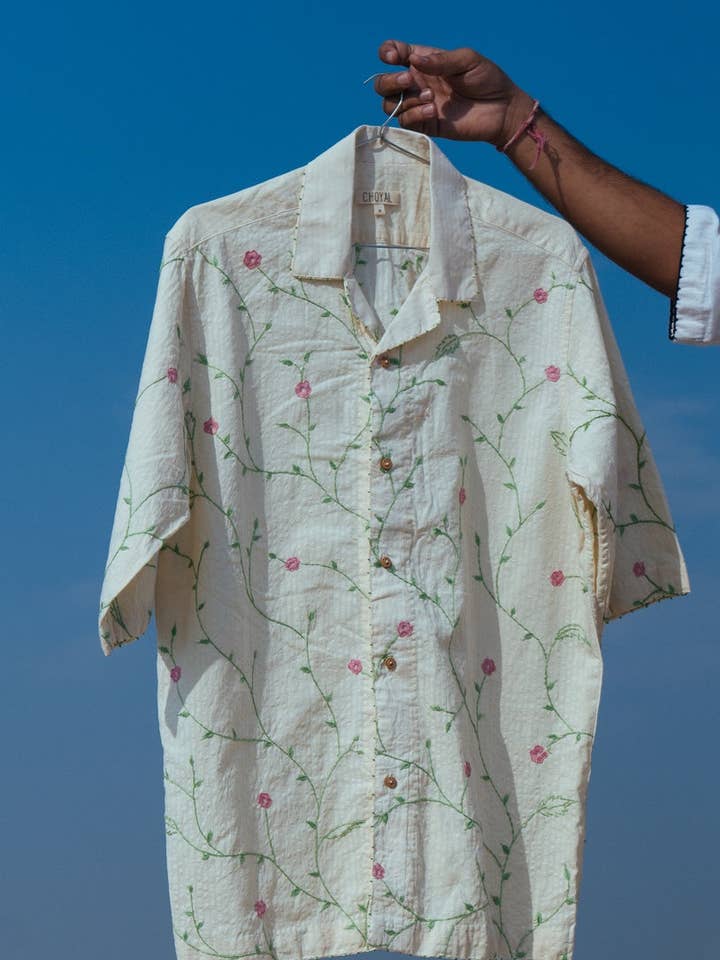 Choyal - Fair Trade Unisex Clothing - Wholesale Button Down Shirt - Unisex - UNISEX FLORAL EMBROIDERY SHIRT IN 100% COTTON1