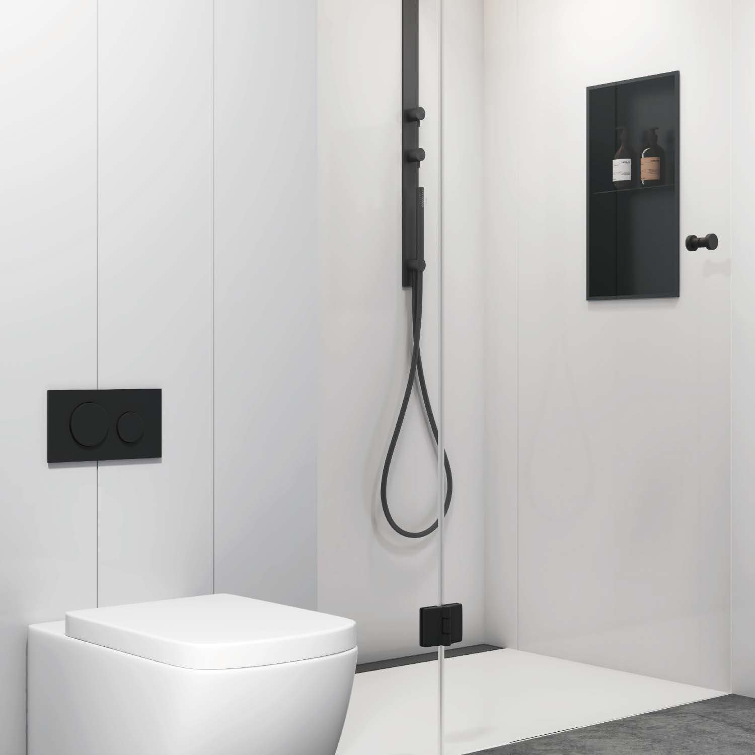 Stilform Handels GmbH - Wholesale Wall Mounted Shelf - Stilform wall niche stainless steel matt black in 60x30 with subdivision8