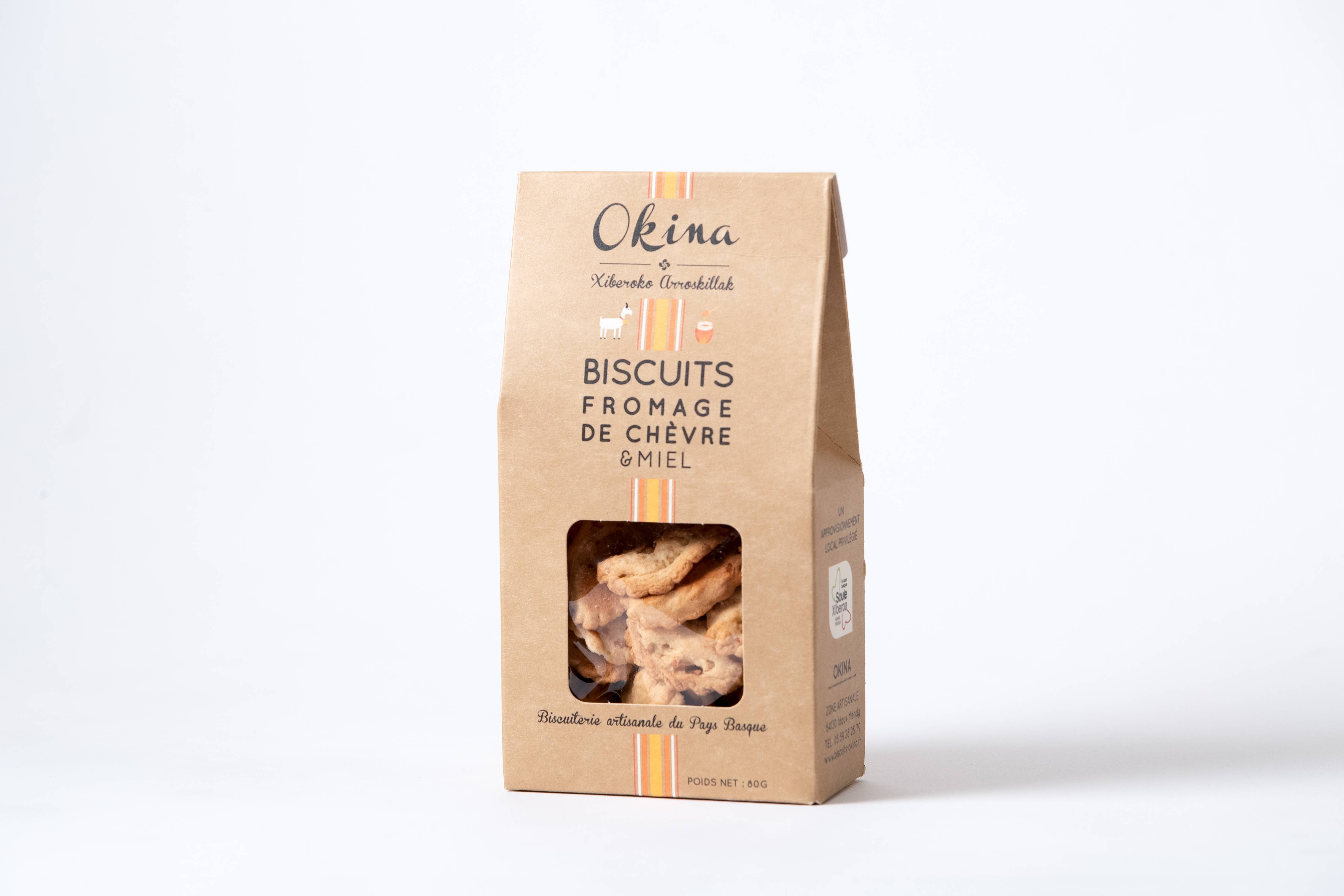 OKINA - Vente Biscuit salé - Biscuits apéritifs au Fromage de Chèvre et Miel