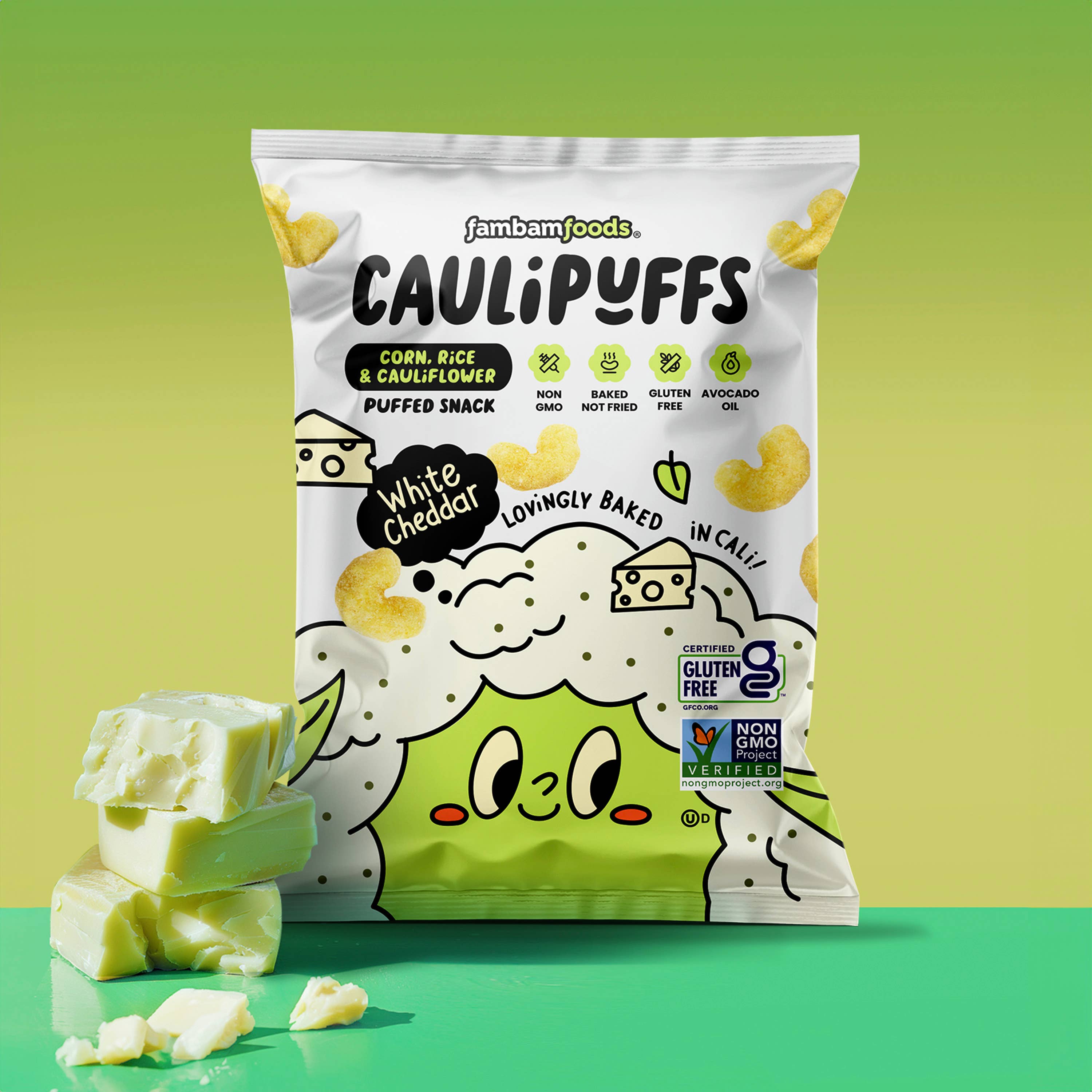 CauliPuffs - Wholesale Puffed Snack - CauliPuffs White Cheddar Puffs (45Ct) .75oz Snack Bags6