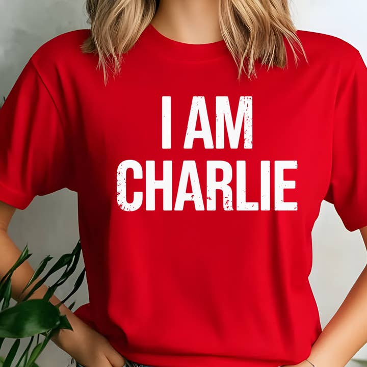 Freedom Charlie Kirk T Shirt Protest T-Shirt I Am Charlie for wholesale by RusticPrintStudio