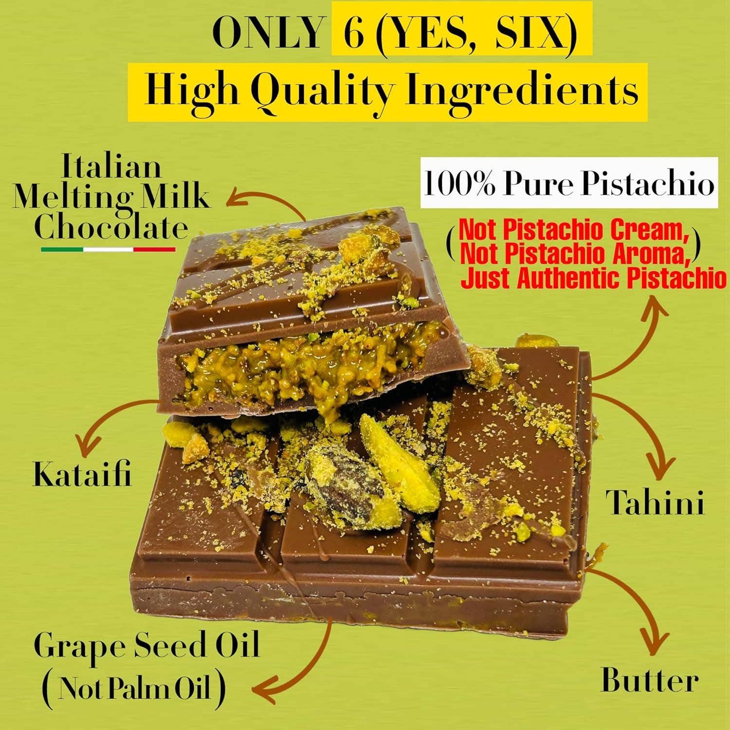 Swisense - Wholesale Chocolate Bar - Premium Dubai Kunafa Pistachio Chocolate Bar -2oz- Fresh3