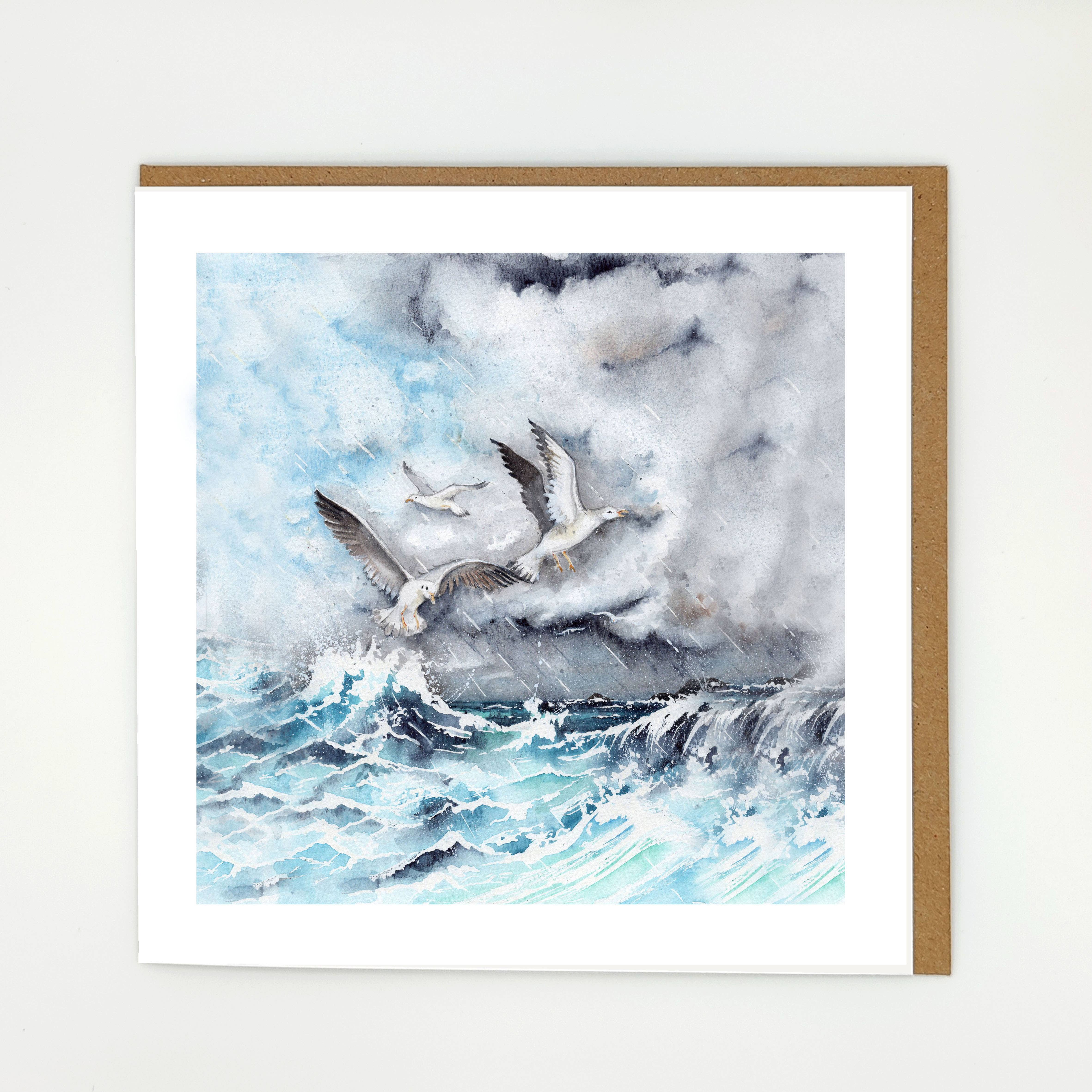 Lookwhatdebbiedid - Wholesale Everyday Greeting Card - Stormy seas coastal seaside art painting greeting card 0