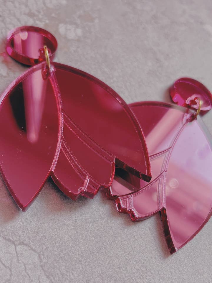 Tulipan Spejl Øreringe i Rosa for engroshandel hos Le Strict Maximum