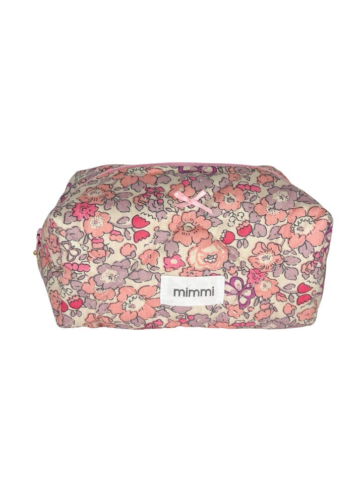 Borsa imbottita media con motivo floreale rosa e lilla per la vendita all'ingrosso da parte di mimmi