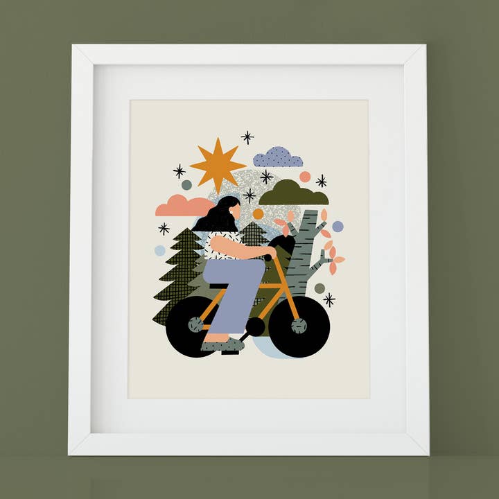 Bicyclette 8" x10" com impressão artística | Bicicleta ao ar livre e natureza por atacado de Natasia Makes