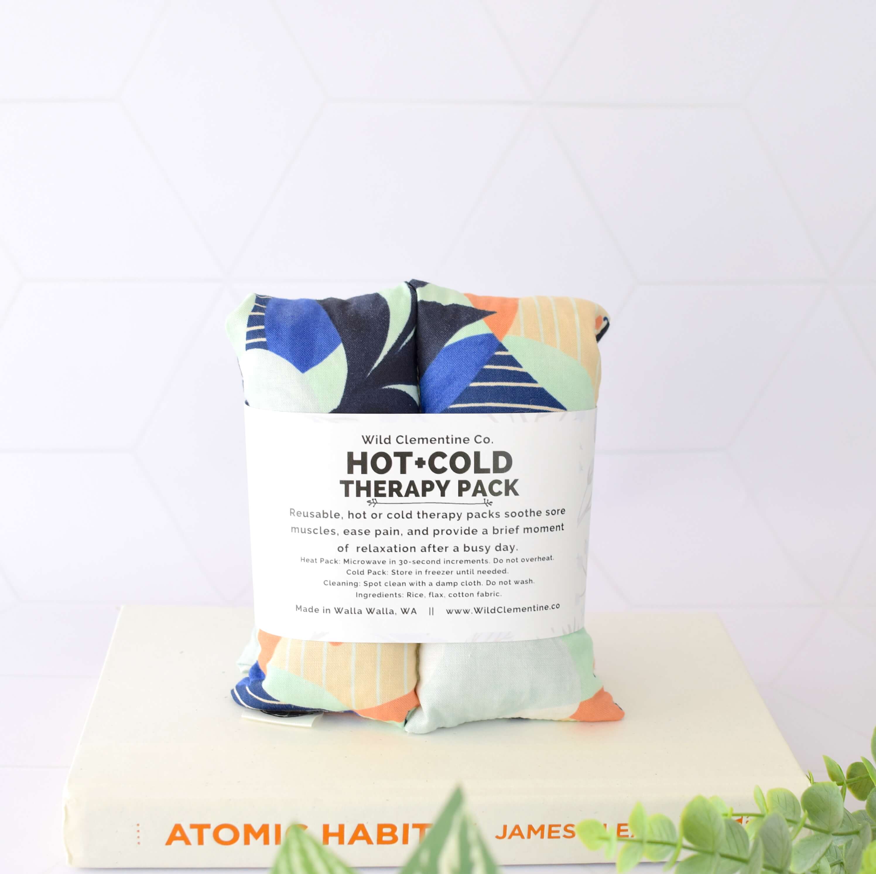 Wild Clementine Co. - Vente Compresses chaud/froid - Coussin chauffant pour le cou, graines de lin chaudes+froides - Cabana Blue2