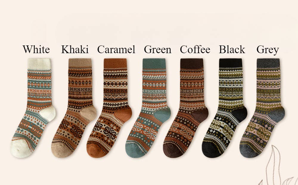 Sweetkama - Wholesale Socks - Women's - Ladies Vintage Bohemia Totem Knit Socks SKASC41770