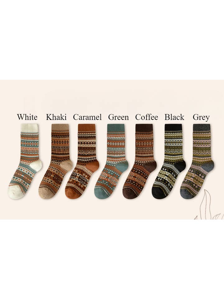 Sweetkama - Wholesale Socks – Women's - Ladies Vintage Bohemia Totem Knit Socks SKASC4177