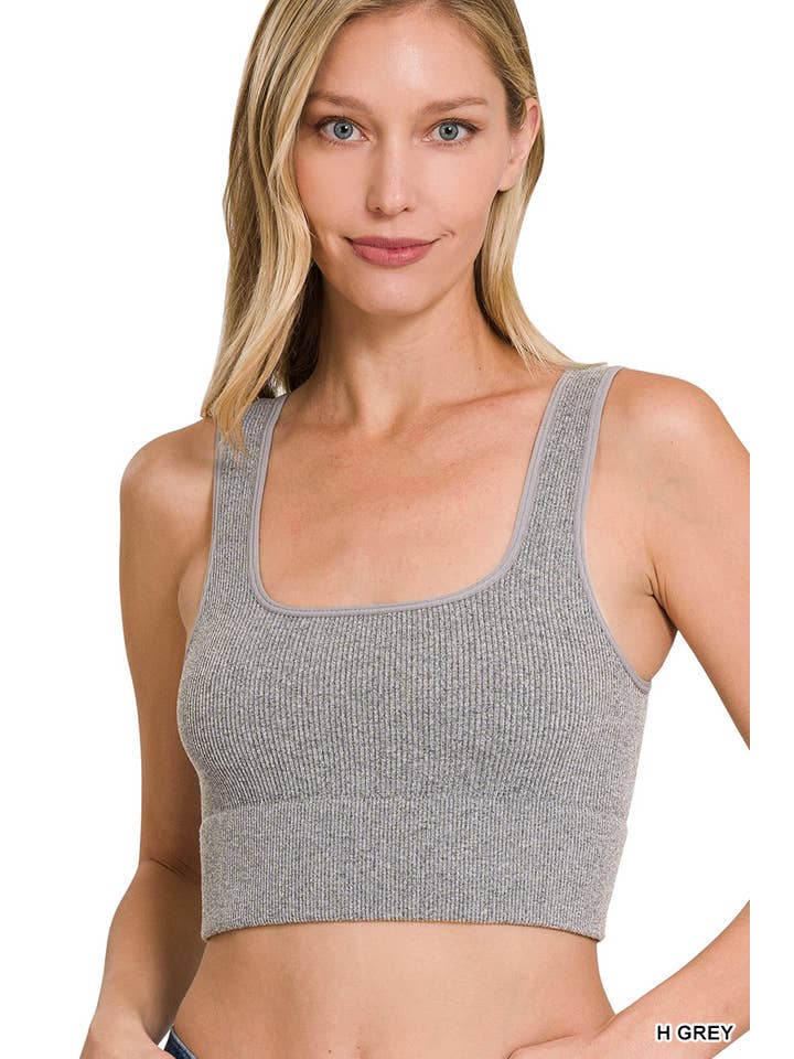 Vanilla Monkey - Wholesale Tank Top - Women's - Ribbed Square Neck Cropped Tank Top