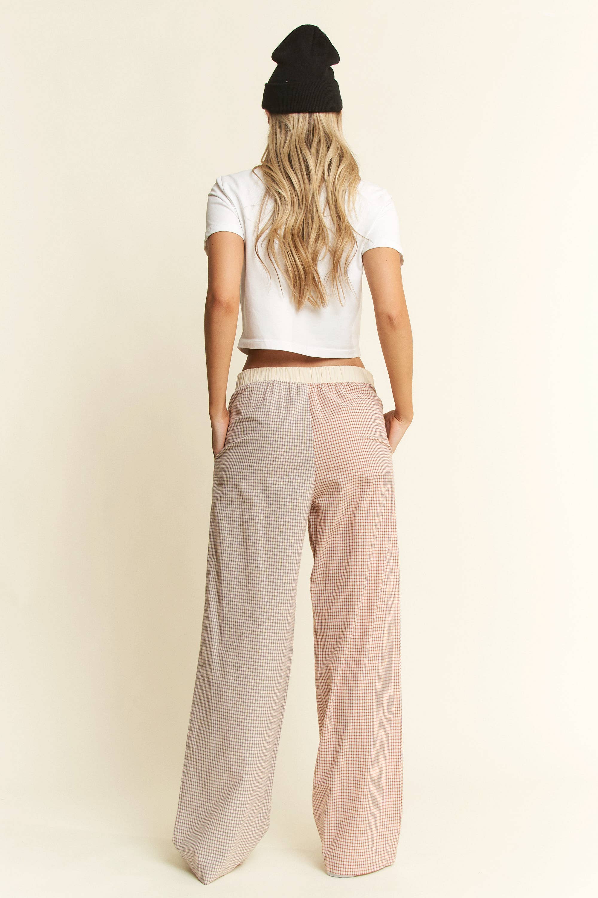 JADE BY JANE – Calças - Mulher por atacado – CALÇAS COLORBLOCK COM ESTAMPA XADREZ TAMANHO GRANDE16