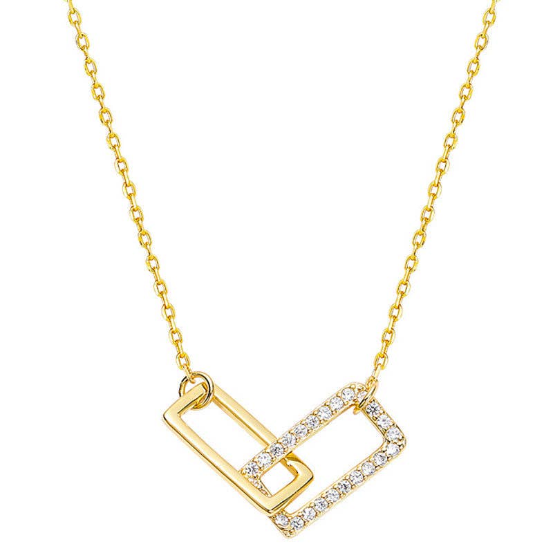 Perimade & Co. LLC - Wholesale Pendant/Charm Necklace - Interlock Rectangle Pendant Necklace in 925 Sterling Silver4